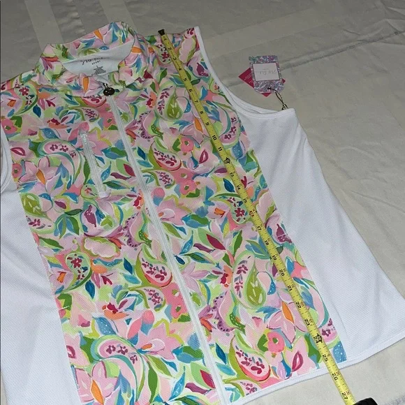 NWT Stella Parker Sport Floral Vine Sleeveless Polo UPF 50 Sun Protection Size L - Picture 5 of 10